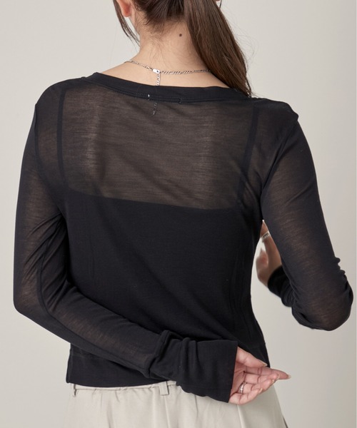 OFROOM(オフルーム)の「Sheer Skin Cardigan|シアースキンカーディガン(カーディガン/ボレロ・レディース・ネイビー/ピンク/ホワイト/ブルー/グレー/ブラック・FREE)」の20枚目の写真