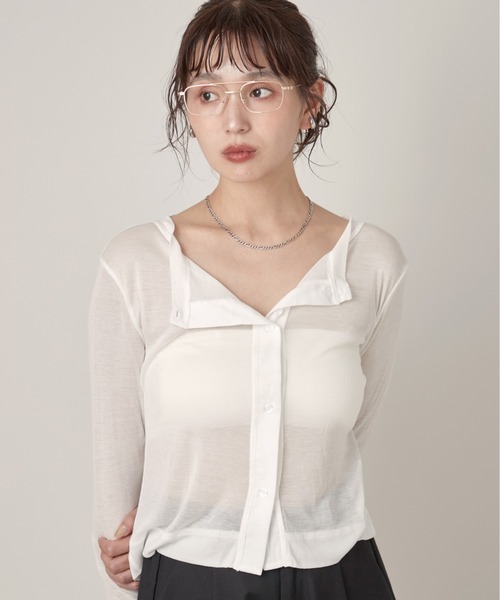 OFROOM(オフルーム)の「Sheer Skin Cardigan|シアースキンカーディガン(カーディガン/ボレロ・レディース・ネイビー/ピンク/ホワイト/ブルー/グレー/ブラック・FREE)」の21枚目の写真