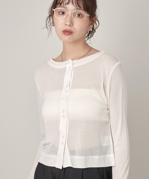 OFROOM(オフルーム)の「Sheer Skin Cardigan|シアースキンカーディガン(カーディガン/ボレロ・レディース・ネイビー/ピンク/ホワイト/ブルー/グレー/ブラック・FREE)」の22枚目の写真