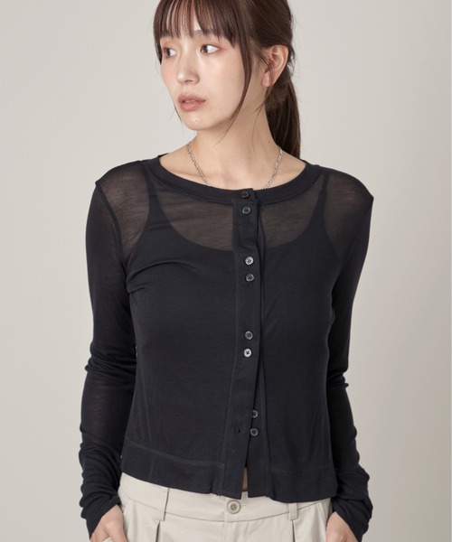OFROOM(オフルーム)の「Sheer Skin Cardigan|シアースキンカーディガン(カーディガン/ボレロ・レディース・ネイビー/ピンク/ホワイト/ブルー/グレー/ブラック・FREE)」の15枚目の写真