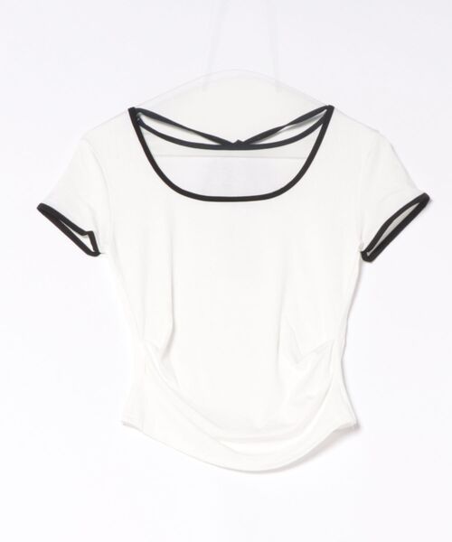 Jasmine Grandiflorum(ジャスミングランディフローラム)の「【Jasmine】クロップドリボンリンガーTシャツ (SS)(Tシャツ/カットソー・レディース・ピンク/ホワイト/ブラック・FREE)」の19枚目の写真