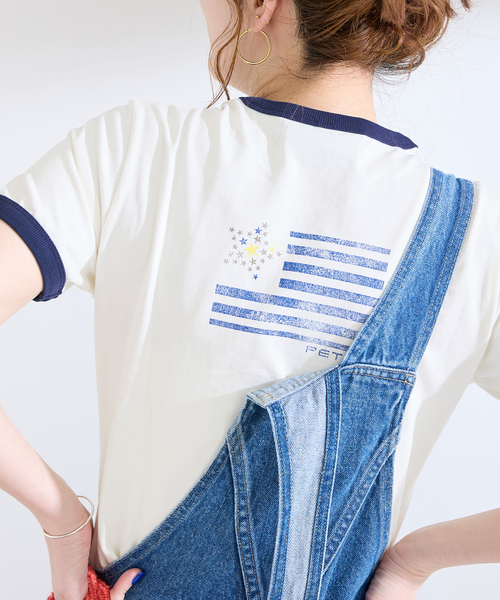 B.C STOCK(ベーセーストック)の「【WEB+一部店舗限定】MY NAME IS PETER / (W)STAR FLAG RINGER T-SHIRTS(Tシャツ/カットソー・レディース・イエロー/ブルー/レッド・FREE)」の1枚目の写真