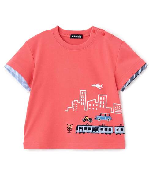kladskap(クレードスコープ)の「【人気商品再入荷】【直営店で取り扱い無し】乗り物と街半袖Tシャツ(Tシャツ/カットソー・キッズ・レッド/オフホワイト・100cm/110cm/90cm/120cm/130cm)」の2枚目の写真