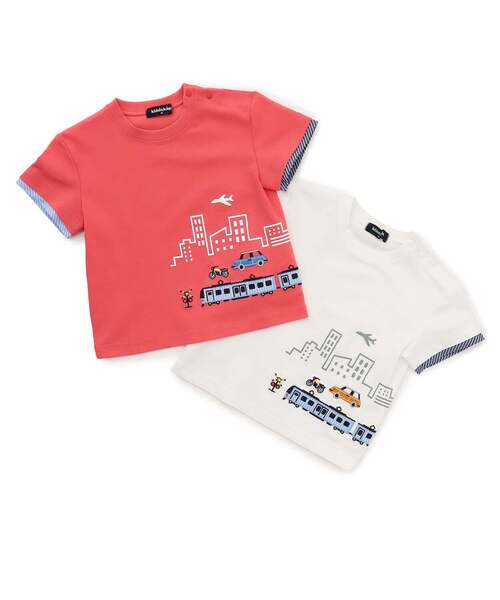 kladskap(クレードスコープ)の「【人気商品再入荷】【直営店で取り扱い無し】乗り物と街半袖Tシャツ(Tシャツ/カットソー・キッズ・レッド/オフホワイト・100cm/110cm/90cm/120cm/130cm)」の5枚目の写真