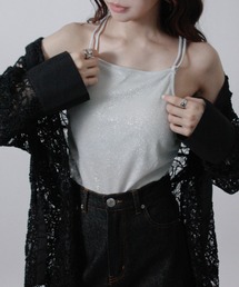 【SG】カップ付き バッククロス ラメキャミソール