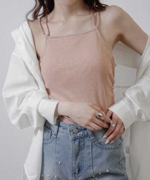 NYLAUS（ナイラス）の「【SG】カップ付き バッククロス ラメキャミソール（キャミソール・レディース・ブラック/シルバー/ピンク・M）」の8枚目の写真