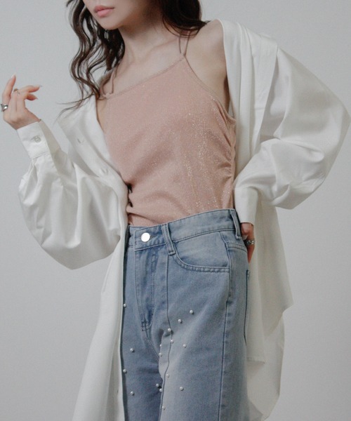 NYLAUS（ナイラス）の「【SG】カップ付き バッククロス ラメキャミソール（キャミソール・レディース・ブラック/シルバー/ピンク・M）」の10枚目の写真