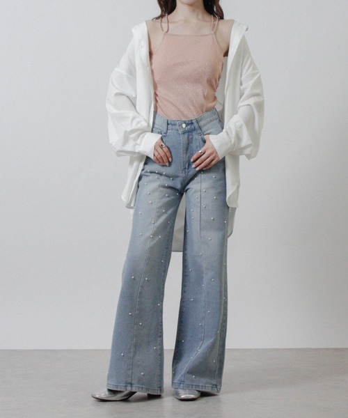 NYLAUS（ナイラス）の「【SG】カップ付き バッククロス ラメキャミソール（キャミソール・レディース・ブラック/シルバー/ピンク・M）」の11枚目の写真