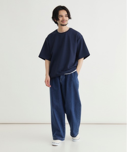 BACK NUMBER(バックナンバー)の「BACK NUMBER(バックナンバー)ジャガードフェイクレイヤード半袖Tシャツ(Tシャツ/カットソー・メンズ・ネイビー/ダークグレー/グレー・S/L/XL/M)」の7枚目の写真