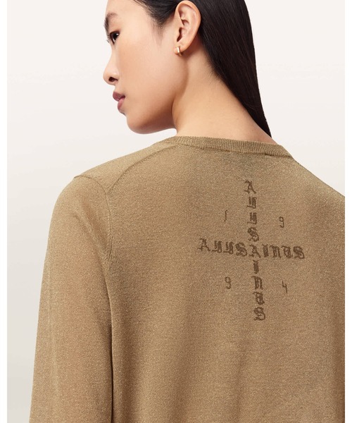 ALLSAINTS(オールセインツ)の「TILLII METALLIC LONG SLEEVE MINI DRESS | TILLII メタリック 長袖 ミニ ドレス・ワンピース(ワンピース・レディース・ゴールド・XS/S)」の8枚目の写真
