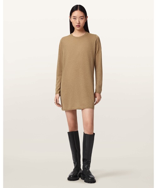 ALLSAINTS(オールセインツ)の「TILLII METALLIC LONG SLEEVE MINI DRESS | TILLII メタリック 長袖 ミニ ドレス・ワンピース(ワンピース・レディース・ゴールド・XS/S)」の6枚目の写真