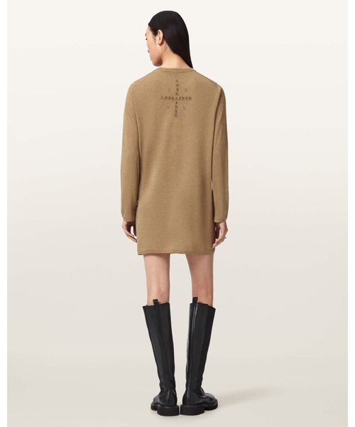 ALLSAINTS(オールセインツ)の「TILLII METALLIC LONG SLEEVE MINI DRESS | TILLII メタリック 長袖 ミニ ドレス・ワンピース(ワンピース・レディース・ゴールド・XS/S)」の4枚目の写真