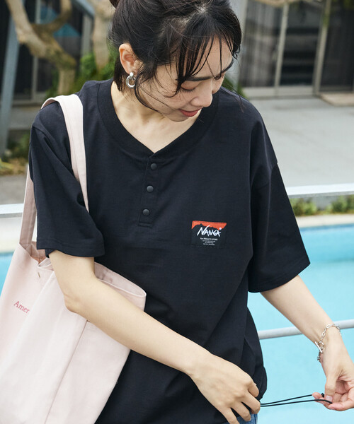NANGA × FREAK'S STORE/ナンガ 別注 裾スピンドル ヘンリーネックT