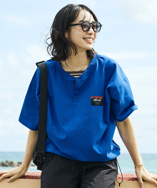 FREAK'S STORE(フリークスストア)の「NANGA × FREAK'S STORE/ナンガ 別注 裾スピンドル ヘンリーネックTシャツ(Tシャツ/カットソー・レディース・ブラック/ブルー/ホワイト・フリ-)」の13枚目の写真
