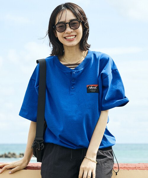 FREAK'S STORE(フリークスストア)の「NANGA × FREAK'S STORE/ナンガ 別注 裾スピンドル ヘンリーネックTシャツ(Tシャツ/カットソー・レディース・ブラック/ブルー/ホワイト・フリ-)」の14枚目の写真