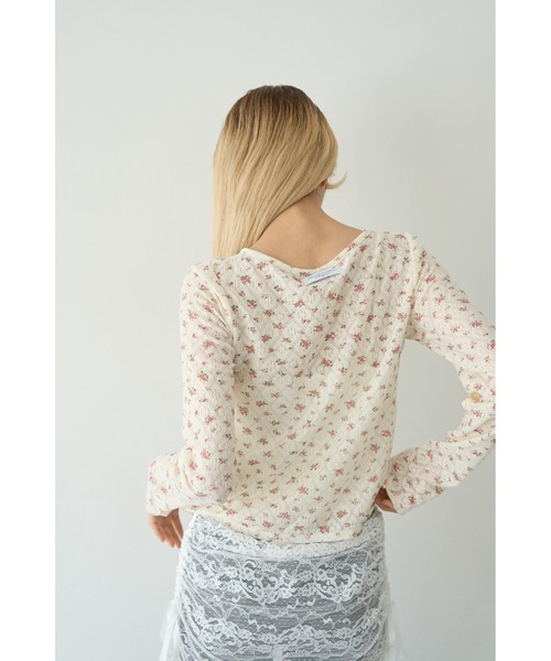 Smyeon(スミョン)の「Flower print sheer cardigan/花柄シアーカーディガン(カーディガン/ボレロ・レディース・ピンク/アイボリー・FREE)」の8枚目の写真