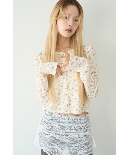 Flower print sheer cardigan/花柄シアーカーディガン（カーディガン