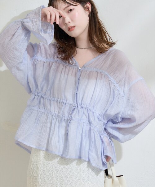 シャーリングセミシアーブラウス（シャツ/ブラウス）｜natural couture