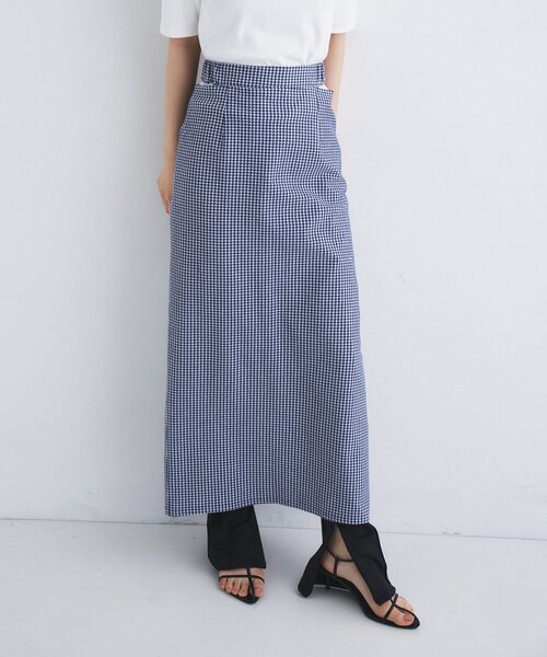 CODE A(コードエー)の「gingham check pencil skirt(スカート・レディース・ブラック系1/ネイビー系1・34/36)」の3枚目の写真