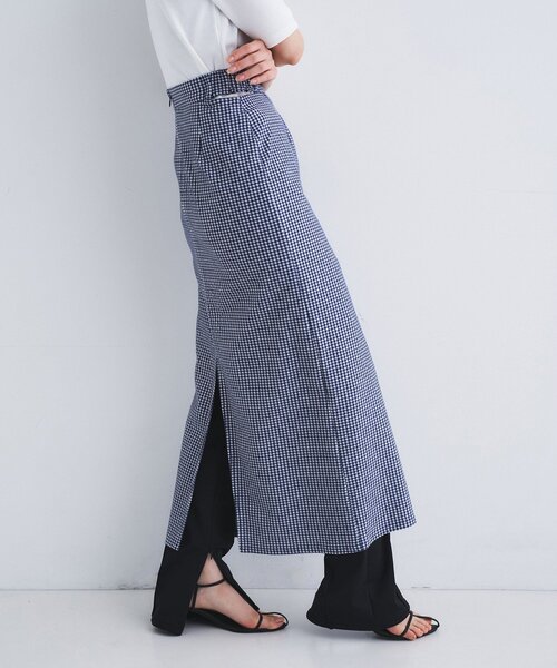 CODE A(コードエー)の「gingham check pencil skirt(スカート・レディース・ブラック系1/ネイビー系1・34/36)」の4枚目の写真