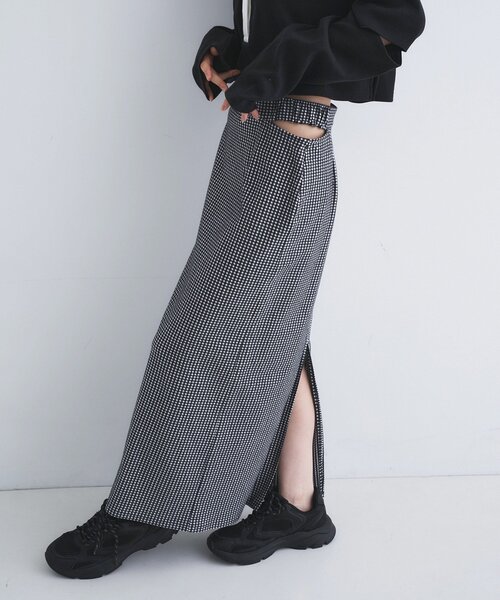 CODE A(コードエー)の「gingham check pencil skirt(スカート・レディース・ブラック系1/ネイビー系1・34/36)」の11枚目の写真