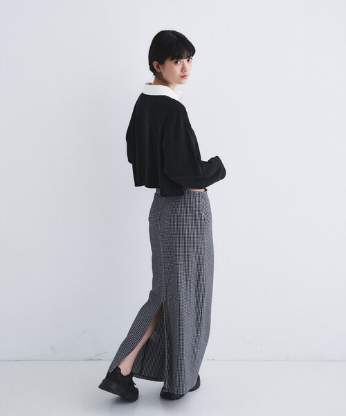 CODE A(コードエー)の「gingham check pencil skirt(スカート・レディース・ブラック系1/ネイビー系1・34/36)」の15枚目の写真