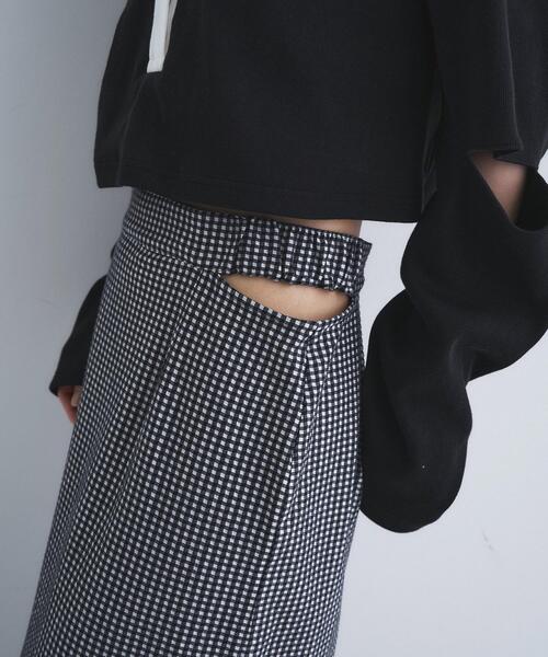 CODE A(コードエー)の「gingham check pencil skirt(スカート・レディース・ブラック系1/ネイビー系1・34/36)」の16枚目の写真