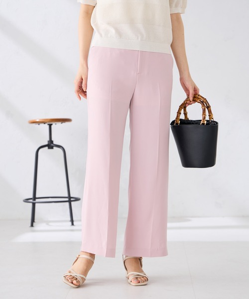 a.v.v（アーヴェヴェ）の「［支持率NO.1/接触冷感/速乾/UVカット/イージーケア］スッキリ見えストレートパンツ（スラックス・レディース・グレイッシュベージュ/ライトピンク/ブラック/ネイビー・SMALL/X-SMALL/X-LARGE/LARGE/MEDIUM）」の4枚目の写真