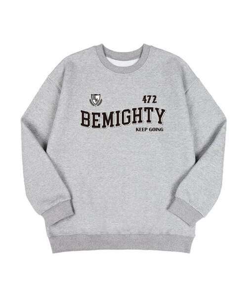 BEMIGHTY(ビーマイティー)の「スポーティウェーブロゴオーバーサイズ特別裏毛スウェットシャツ(スウェット・メンズ・ブラック/ネイビー/グレー・MEDIUM/LARGE/X-LARGE/XX-LARGE)」の2枚目の写真