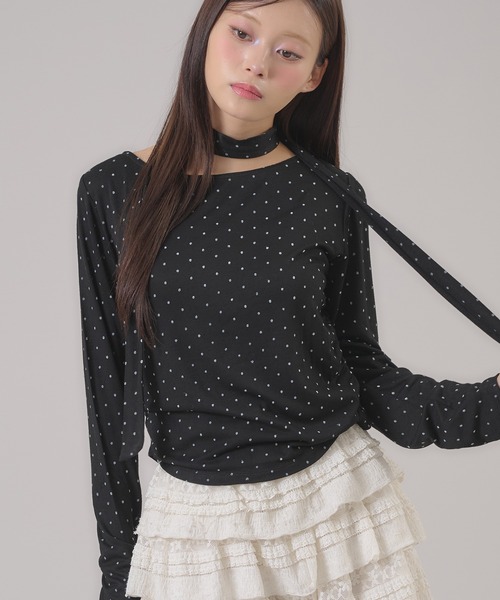 apres jour mignon(アプレジュールミニョン)の「タイ付きドットトップス(その他トップス・レディース・ブラック/オフホワイト・フリー/LARGE)」の18枚目の写真