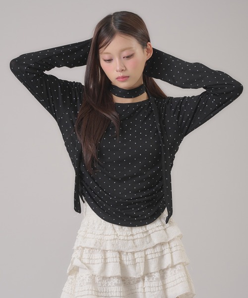 apres jour mignon(アプレジュールミニョン)の「タイ付きドットトップス(その他トップス・レディース・ブラック/オフホワイト・フリー/LARGE)」の15枚目の写真
