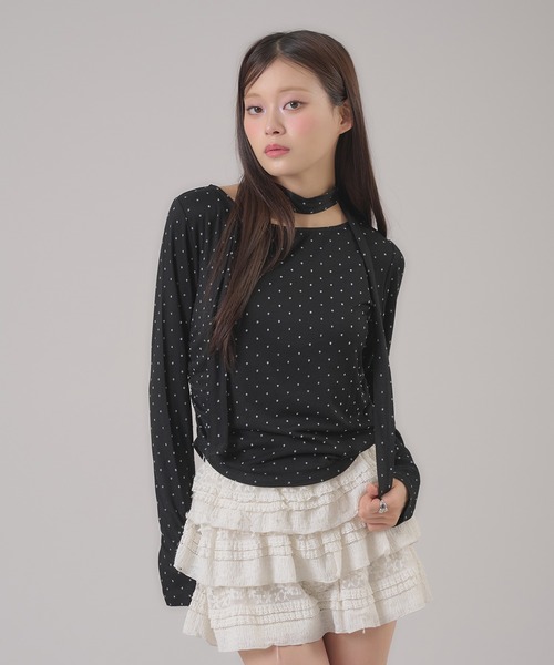 apres jour mignon(アプレジュールミニョン)の「タイ付きドットトップス(その他トップス・レディース・ブラック/オフホワイト・フリー/LARGE)」の16枚目の写真