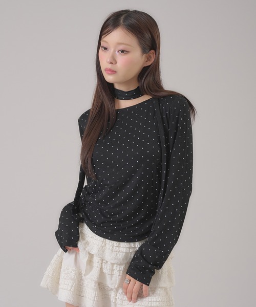 apres jour mignon(アプレジュールミニョン)の「タイ付きドットトップス(その他トップス・レディース・ブラック/オフホワイト・フリー/LARGE)」の17枚目の写真