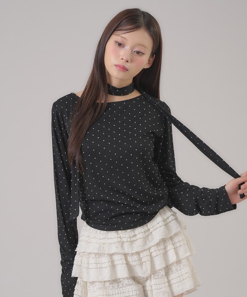 apres jour mignon(アプレジュールミニョン)の「タイ付きドットトップス(その他トップス・レディース・ブラック/オフホワイト・フリー/LARGE)」の14枚目の写真