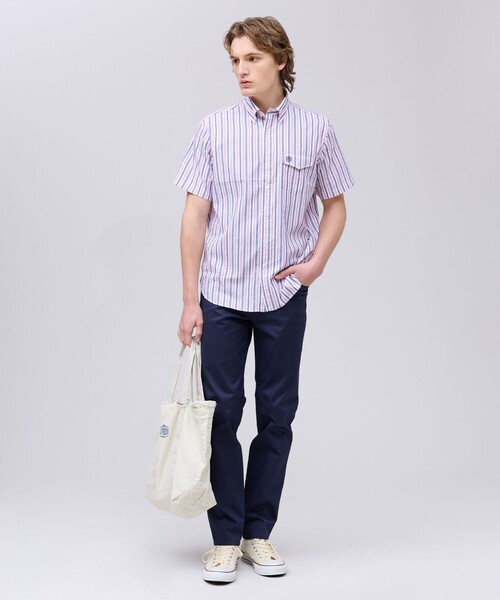 J.PRESS(ジェイプレス)の「ひんやりで品あり【吸水速乾 / 接触冷感 / 高通気性】Aero Weave クールマックスサッカー ストライプ シャツ / B.D.(シャツ/ブラウス・メンズ・グリーン系1/サックスブルー系7/ピンク系1・MEDIUM/X-LARGE/LARGE)」の8枚目の写真