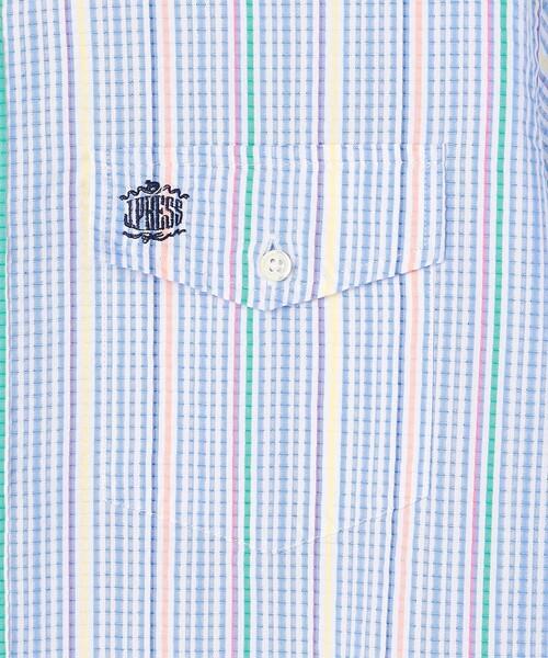 J.PRESS(ジェイプレス)の「ひんやりで品あり【吸水速乾 / 接触冷感 / 高通気性】Aero Weave クールマックスサッカー ストライプ シャツ / B.D.(シャツ/ブラウス・メンズ・グリーン系1/サックスブルー系7/ピンク系1・MEDIUM/X-LARGE/LARGE)」の21枚目の写真