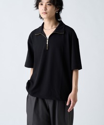 Lui's | ジョーゼットハーフジップ半袖Tシャツ(Tシャツ/カットソー)