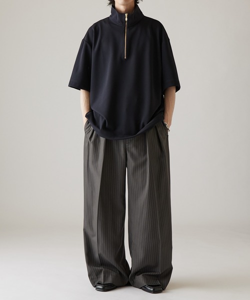 Lui's（ルイス）の「ジョーゼットハーフジップS/Sカットソー（Tシャツ/カットソー・メンズ・ネイビー/ホワイト/ブラック・FREE）」の19枚目の写真