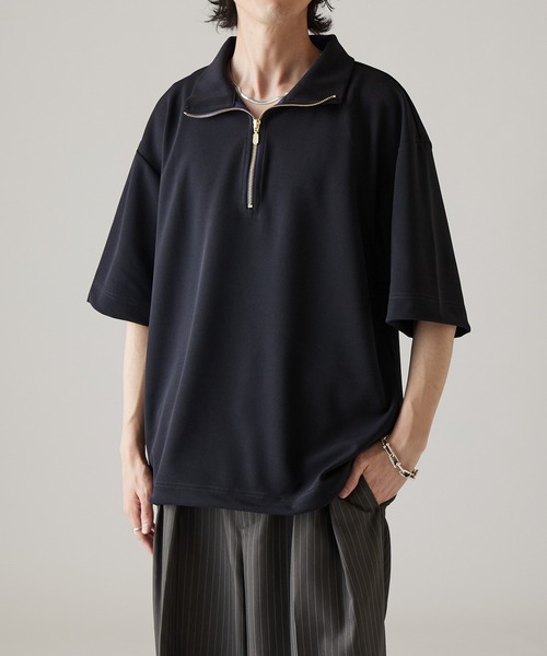 Lui's（ルイス）の「ジョーゼットハーフジップS/Sカットソー（Tシャツ/カットソー・メンズ・ネイビー/ホワイト/ブラック・FREE）」の15枚目の写真