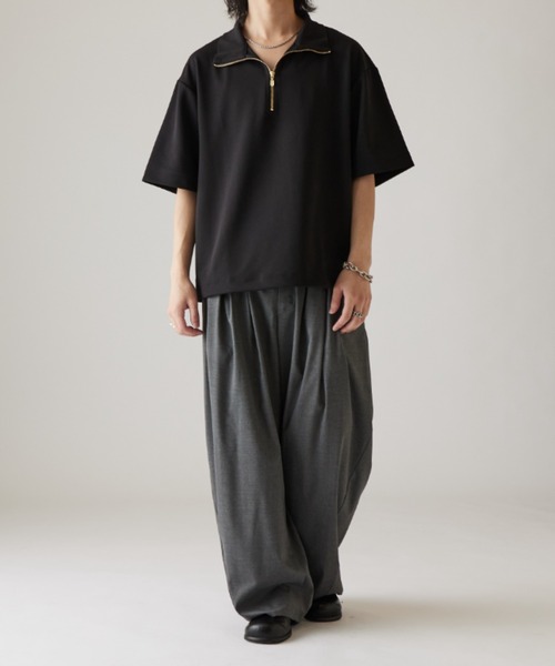 Lui's（ルイス）の「ジョーゼットハーフジップS/Sカットソー（Tシャツ/カットソー・メンズ・ネイビー/ホワイト/ブラック・FREE）」の12枚目の写真