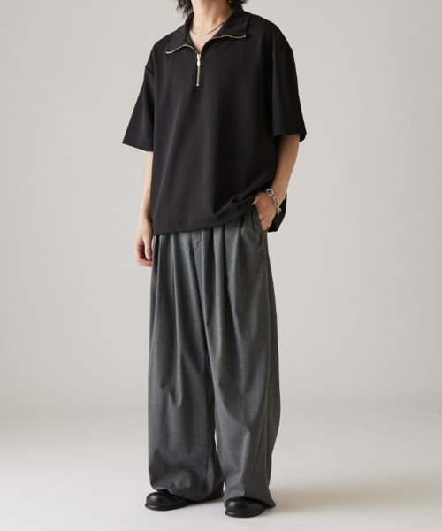 Lui's（ルイス）の「ジョーゼットハーフジップS/Sカットソー（Tシャツ/カットソー・メンズ・ネイビー/ホワイト/ブラック・FREE）」の13枚目の写真