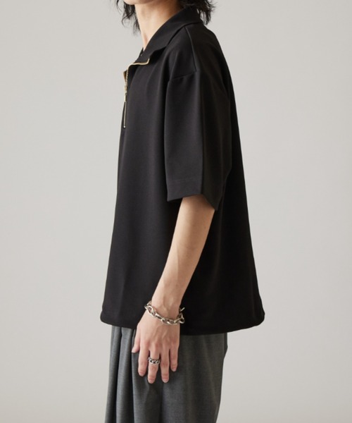 Lui's（ルイス）の「ジョーゼットハーフジップS/Sカットソー（Tシャツ/カットソー・メンズ・ネイビー/ホワイト/ブラック・FREE）」の10枚目の写真