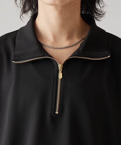 Lui's（ルイス）の「ジョーゼットハーフジップS/Sカットソー（Tシャツ/カットソー・メンズ・ネイビー/ホワイト/ブラック・FREE）」の21枚目の写真