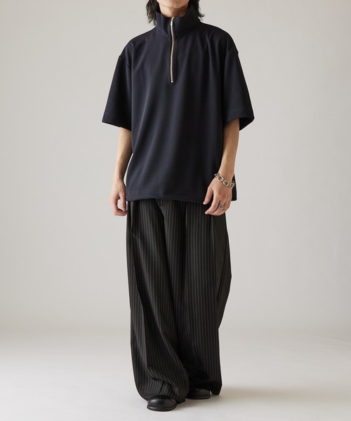 Lui's(ルイス)の「ジョーゼットハーフジップ半袖Tシャツ(Tシャツ/カットソー・メンズ・ネイビー/ホワイト/ブラック・FREE)」の15枚目の写真