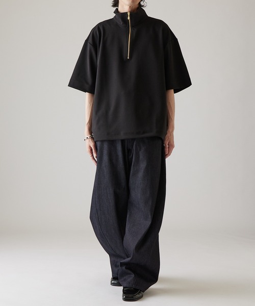 Lui's(ルイス)の「ジョーゼットハーフジップ半袖Tシャツ(Tシャツ/カットソー・メンズ・ネイビー/ホワイト/ブラック・FREE)」の16枚目の写真