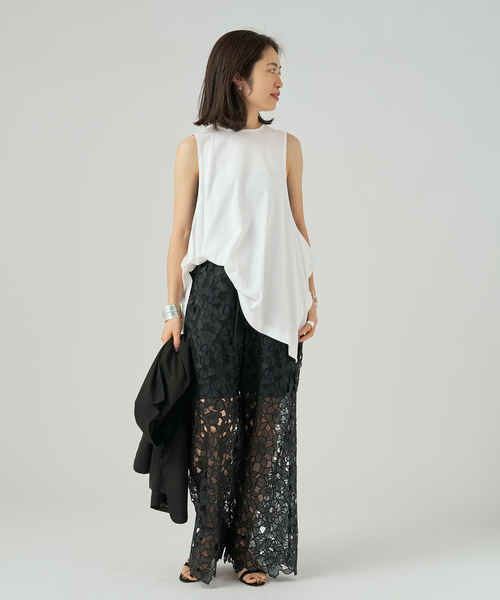 VERMEIL par iena(ヴェルメイユパーイエナ)の「TanC TOKYO タンクトウキョウ SIDE OPEN タンクトップ TC26A-039(Tシャツ/カットソー・レディース・ブラック/ホワイト・FREE)」の13枚目の写真