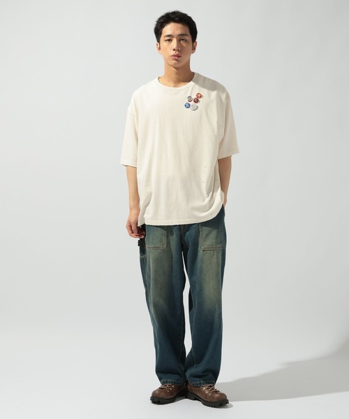 niko and...（ニコアンド）の「缶バッジ付きペイントTシャツ（Tシャツ/カットソー・メンズ・ブルー/オフホワイト/ブラック/パープル・MEDIUM/LARGE）」の10枚目の写真
