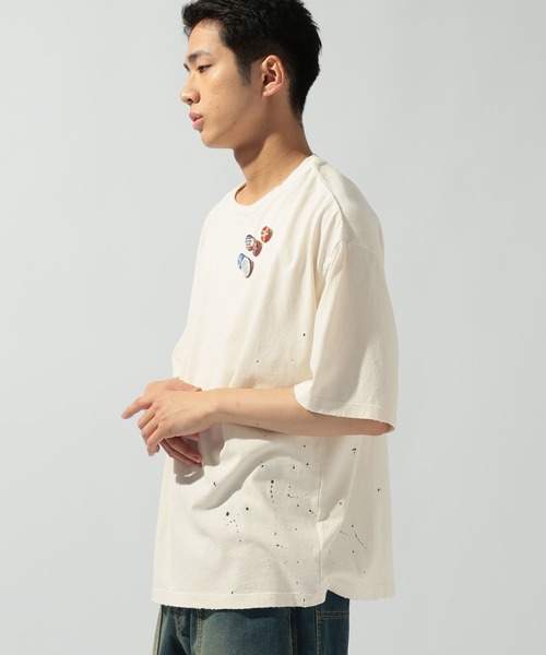 niko and...（ニコアンド）の「缶バッジ付きペイントTシャツ（Tシャツ/カットソー・メンズ・ブルー/オフホワイト/ブラック/パープル・MEDIUM/LARGE）」の12枚目の写真