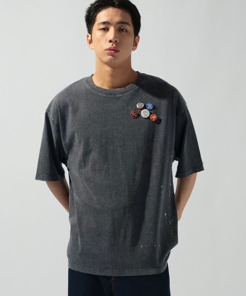 niko and...（ニコアンド）の「缶バッジ付きペイントTシャツ（Tシャツ/カットソー・メンズ・ブルー/オフホワイト/ブラック/パープル・MEDIUM/LARGE）」の15枚目の写真