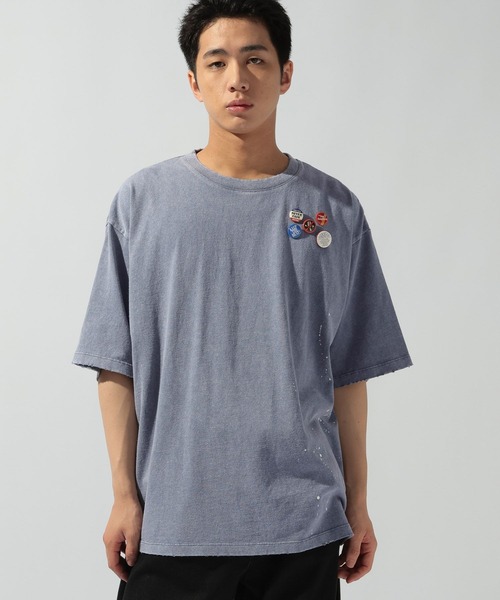 niko and...（ニコアンド）の「缶バッジ付きペイントTシャツ（Tシャツ/カットソー・メンズ・ブルー/オフホワイト/ブラック/パープル・MEDIUM/LARGE）」の19枚目の写真